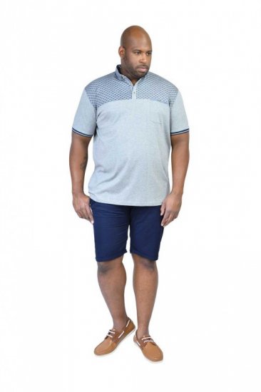 D555 MAURICE Top Paneled Short Sleeve Polo Grey - Polo- & piqueskjorter - Poloskjorte i store størrelser - 2XL-8XL