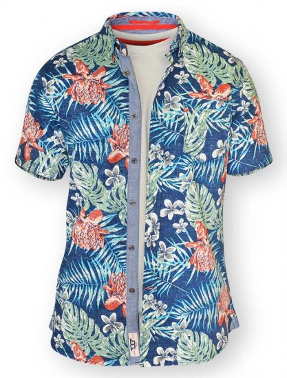 D555 ENRIQUE Short Sleeve Hawaiian Leaf Shirt & T-shirt Combo - Skjorter - Store skjorter - 2XL-8XL