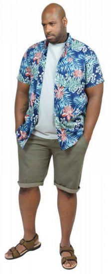 D555 ENRIQUE Short Sleeve Hawaiian Leaf Shirt & T-shirt Combo - Skjorter - Store skjorter - 2XL-8XL