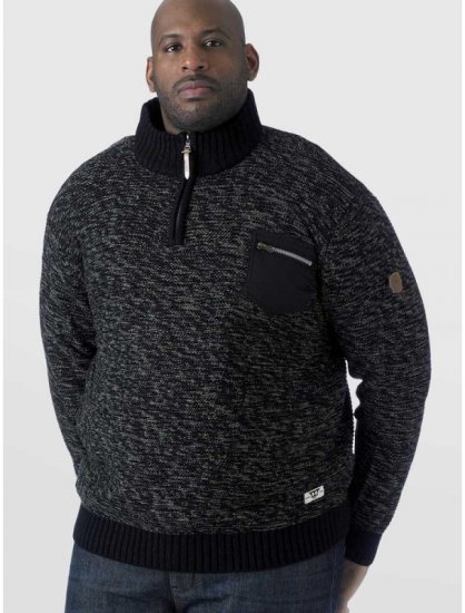 D555 REMINGTON Sweater With Woven Zipper Chest Pocket Black/Charcoal - Gensere og hettegensere - Store hettegensere - 2XL-14XL