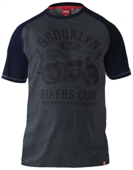 D555 HIRALDO Brooklyn Bikers Club T-Shirt Charcoal/Black - T-skjorter - Store T-skjorter - 2XL-14XL