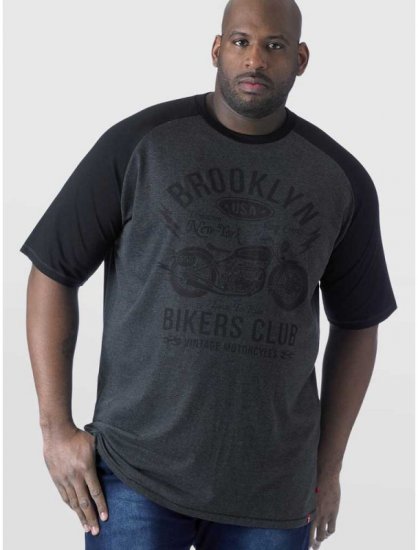 D555 HIRALDO Brooklyn Bikers Club T-Shirt Charcoal/Black - T-skjorter - Store T-skjorter - 2XL-14XL