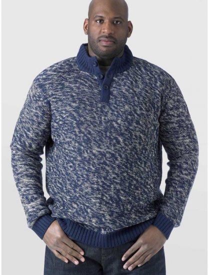 D555 MARSDEN Neck Sweater Navy/Ecru - Gensere og hettegensere - Store hettegensere - 2XL-14XL