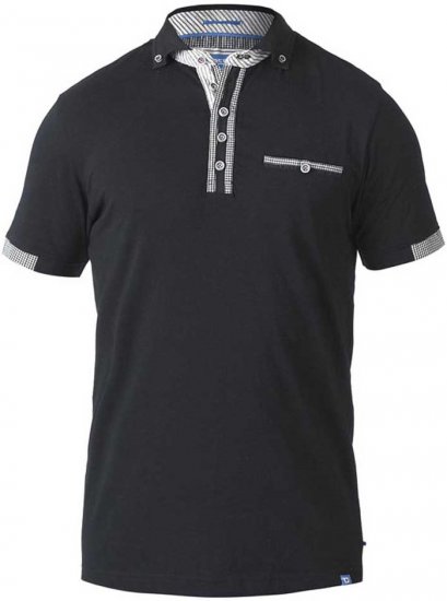 D555 SWANN Short Sleeve Stretch Polo Black - Polo- & piqueskjorter - Poloskjorte i store størrelser - 2XL-8XL