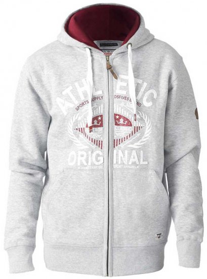 D555 Gabriel Athletic Zip Hoodie Grey - Gensere og hettegensere - Store hettegensere - 2XL-14XL
