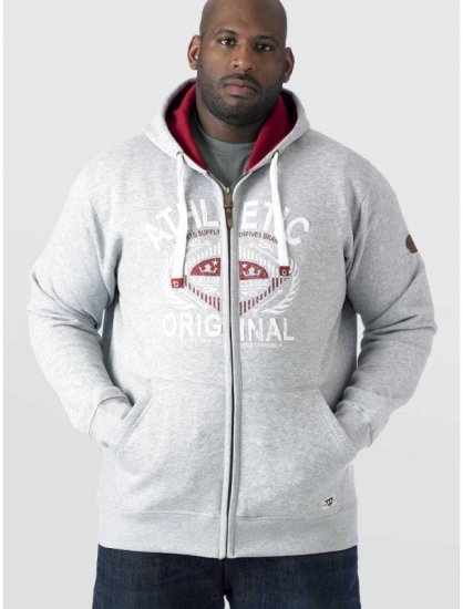 D555 Gabriel Athletic Zip Hoodie Grey - Gensere og hettegensere - Store hettegensere - 2XL-14XL