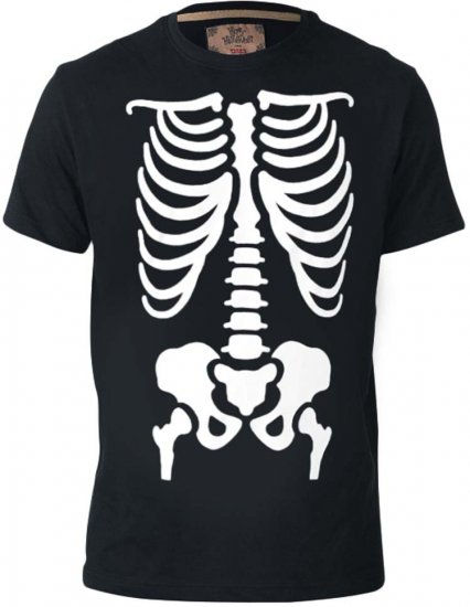 D555 Scary Halloween Skeleton T-shirt Black - T-skjorter - Store T-skjorter - 2XL-14XL