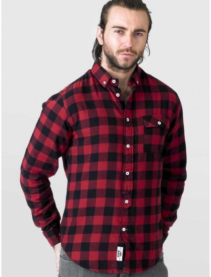 D555 Lawton LS Flannel Shirt Red - Skjorter - Store skjorter - 2XL-8XL