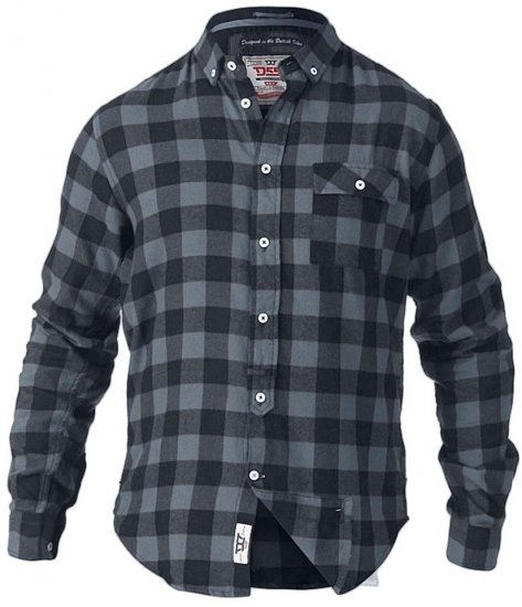 D555 Lawton LS Flannel Shirt Grey - Skjorter - Store skjorter - 2XL-8XL