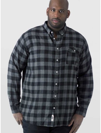 D555 Lawton LS Flannel Shirt Grey - Skjorter - Store skjorter - 2XL-8XL