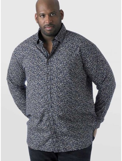 D555 Radcliff LS Printed Shirt Navy - Skjorter - Store skjorter - 2XL-8XL