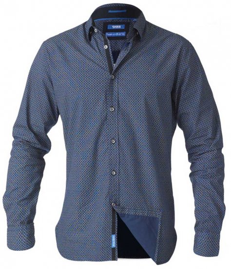D555 Scott LS Printed Shirt Blue - Skjorter - Store skjorter - 2XL-8XL