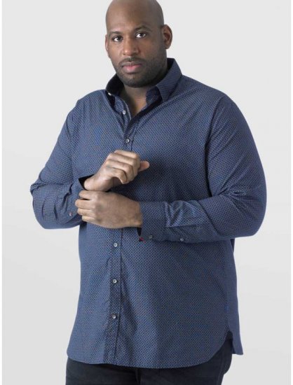 D555 Scott LS Printed Shirt Blue - Skjorter - Store skjorter - 2XL-8XL