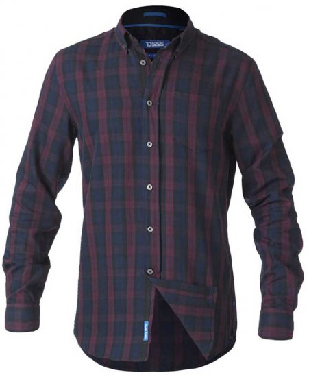 D555 Nixon LS Shirt Navy/Wine - Skjorter - Store skjorter - 2XL-8XL