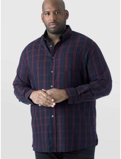 D555 Nixon LS Shirt Navy/Wine - Skjorter - Store skjorter - 2XL-8XL