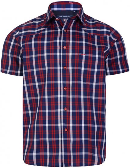 Kam Jeans 6143 Short Sleeve Shirt Red - Skjorter - Store skjorter - 2XL-8XL