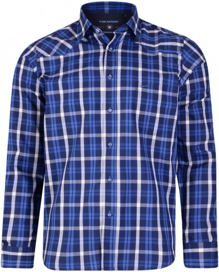 Kam Jeans 6143 Long Sleeve Shirt Navy - Skjorter - Store skjorter - 2XL-8XL