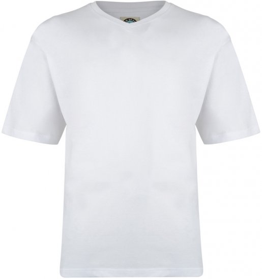 Kam Jeans V-hals T-skjorte Hvit - T-skjorter - Store T-skjorter - 2XL-14XL
