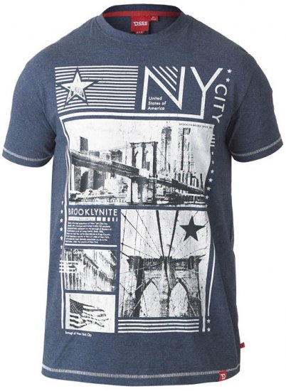 D555 RUEBEN NY City Print T-Shirt Denim - T-skjorter - Store T-skjorter - 2XL-8XL