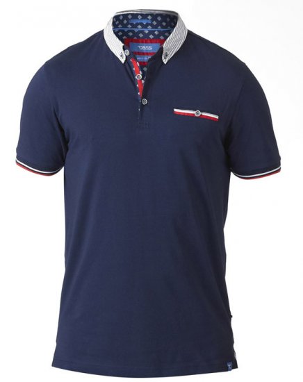 D555 GARFIELD Short Sleeve Stretch Polo Shirt Navy - Polo- & Piqueskjorter - Poloskjorte i store størrelser - 2XL-8XL