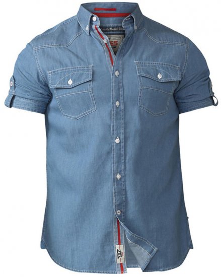 D555 Nathan Short Sleeve Shirt Blue - Skjorter - Store skjorter - 2XL-8XL