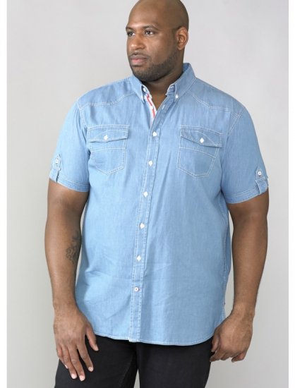 D555 Nathan Short Sleeve Shirt Blue - Skjorter - Store skjorter - 2XL-8XL