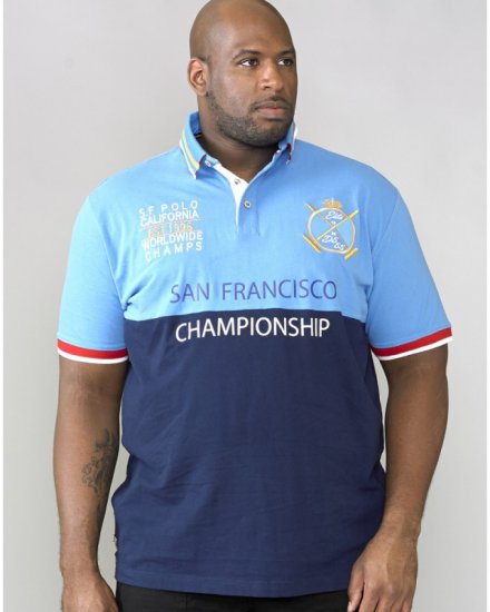 D555 Ernest Polo Blue & Navy - Polo- & piqueskjorter - Poloskjorte i store størrelser - 2XL-8XL