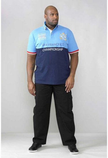 D555 Ernest Polo Blue & Navy - Polo- & piqueskjorter - Poloskjorte i store størrelser - 2XL-8XL