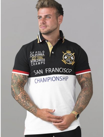 D555 Ernest Polo Black & White - Polo- & piqueskjorter - Poloskjorte i store størrelser - 2XL-8XL