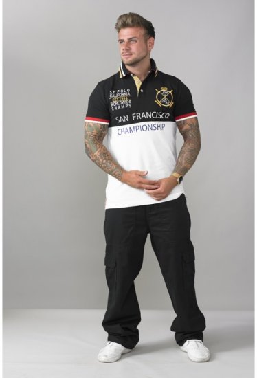 D555 Ernest Polo Black & White - Polo- & piqueskjorter - Poloskjorte i store størrelser - 2XL-8XL