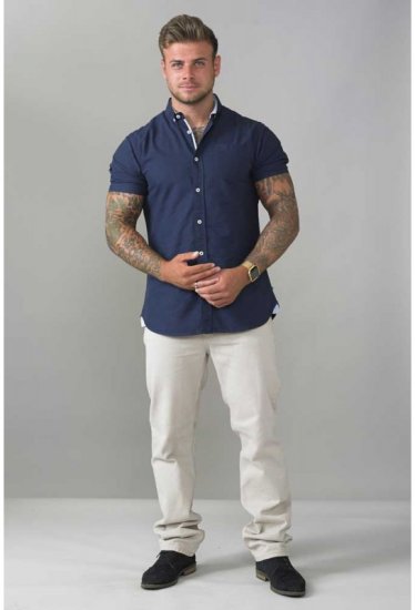 D555 Norman Short Sleeve Oxford Shirt Navy - Skjorter - Store skjorter - 2XL-8XL
