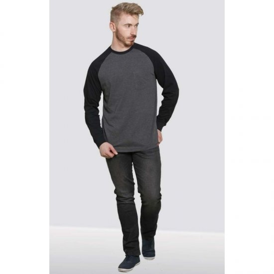 D555 Illinois Long Sleeve T-shirt Charcoal - T-skjorter - Store T-skjorter - 2XL-14XL