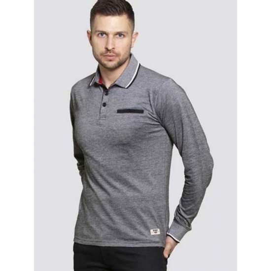 D555 Brockville Long Sleeve Polo Grey - Polo- & piqueskjorter - Poloskjorte i store størrelser - 2XL-8XL