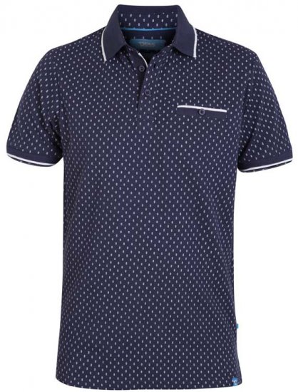 D555 Rogers Printed Polo Navy - Polo- & piqueskjorter - Poloskjorte i store størrelser - 2XL-8XL