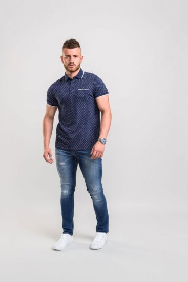 D555 Rogers Printed Polo Navy - Polo- & piqueskjorter - Poloskjorte i store størrelser - 2XL-8XL