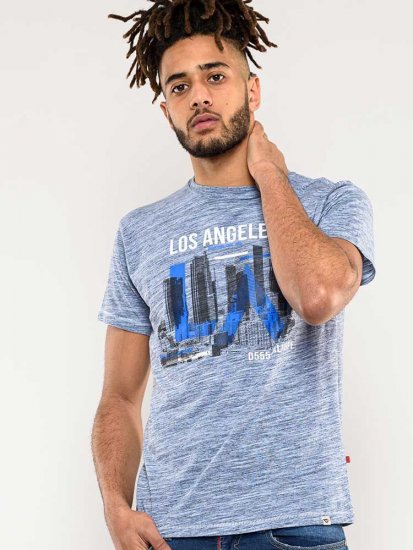 D555 Hobart LA Printed T-Shirt Blue - T-skjorter - Store T-skjorter - 2XL-14XL