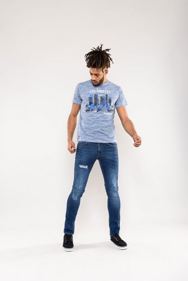 D555 Hobart LA Printed T-Shirt Blue - T-skjorter - Store T-skjorter - 2XL-14XL