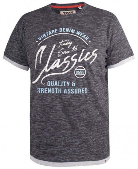 D555 Albury Black Double Layer Printed T-Shirt - T-skjorter - Store T-skjorter - 2XL-14XL