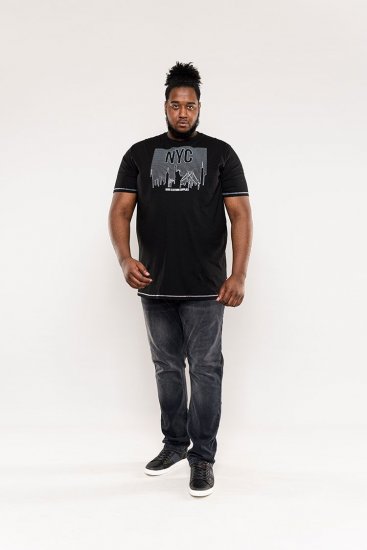 D555 Willoughby NYC Dot Printed T-Shirt Black - T-skjorter - Store T-skjorter - 2XL-14XL