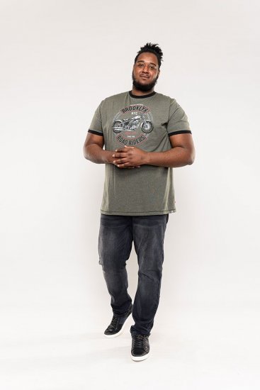 D555 Hereford Brooklyn Motorbike Printed Ringer T-Shirt Khaki - T-skjorter - Store T-skjorter - 2XL-14XL