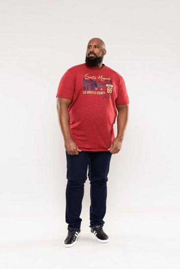 D555 Brisbane Santa Monica Route 66 Printed T-Shirt Red - T-skjorter - Store T-skjorter - 2XL-14XL