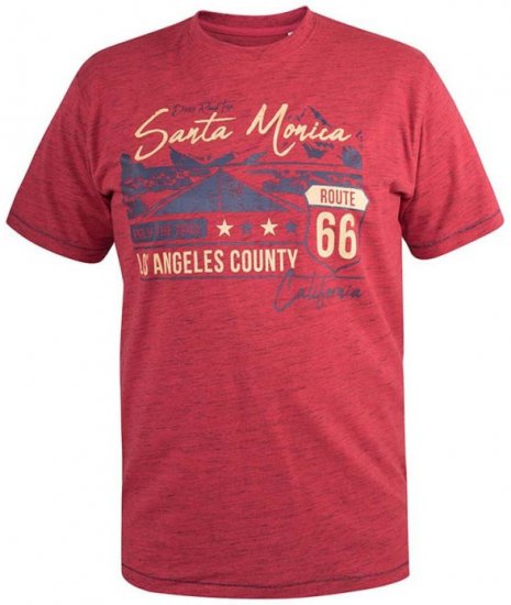 D555 Brisbane Santa Monica Route 66 Printed T-Shirt Red - T-skjorter - Store T-skjorter - 2XL-14XL