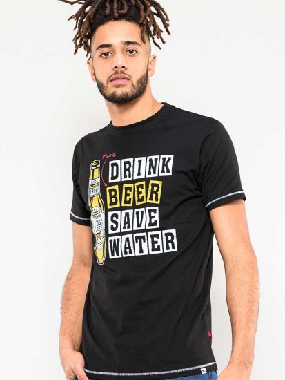 D555 Salford Save Water Drink Beer T-shirt Black - T-skjorter - Store T-skjorter - 2XL-14XL
