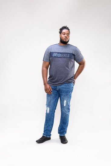 D555 Anson Originals Printed T-shirt Denim Marl - T-skjorter - Store T-skjorter - 2XL-14XL