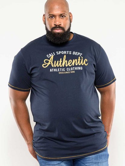 D555 Jasper Authentic Printed T-shirt Navy - T-skjorter - Store T-skjorter - 2XL-14XL