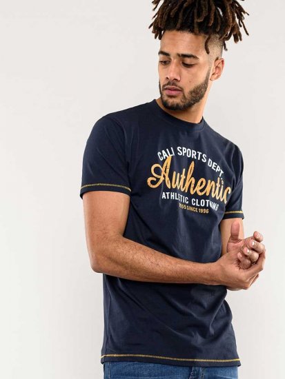 D555 Jasper Authentic Printed T-shirt Navy - T-skjorter - Store T-skjorter - 2XL-14XL