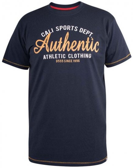 D555 Jasper Authentic Printed T-shirt Navy - T-skjorter - Store T-skjorter - 2XL-14XL
