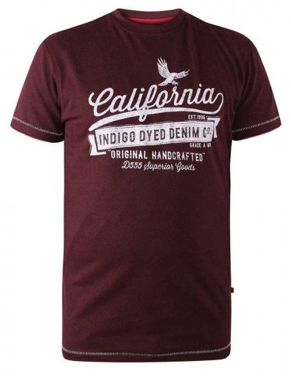 D555 Wharf California Eagle Printed T-Shirt Burgundy - T-skjorter - Store T-skjorter - 2XL-14XL