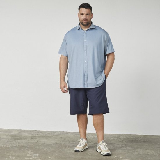 North Latitude 61116 Melert Kortermet Pikétrøye Blå - Polo- & piqueskjorter - Poloskjorte i store størrelser - 2XL-8XL