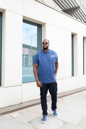 D555 Canning Chest Embroidery Polo Shirt Denim - Polo- & piqueskjorter - Poloskjorte i store størrelser - 2XL-8XL
